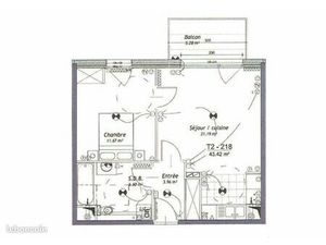 Location appartement T2 43 m2 - LA MADELEINE - balcon + place de parking