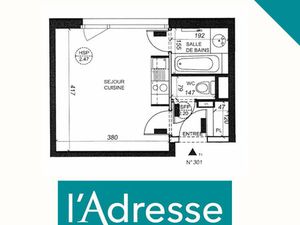 Vente appartement 1 pièce  22.31m²  Strasbourg