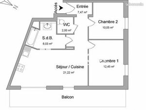 Appartement 3 pièces 59 m²