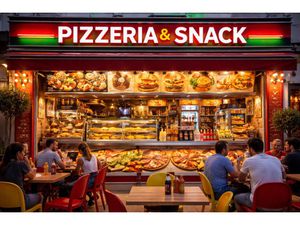 Snack  Pizzeria su une place avec parking