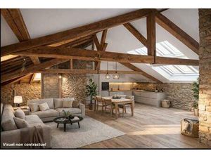 Poleymieux-Au-Mont-D’Or – Appartement sous combles à aménager 115 m² – Verrière & poutres.