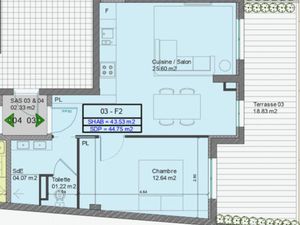 MONTPELLIER (34000) - CLEMENCEAU RONDELET - T2 44 m2