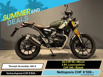 triumph scrambler 400 x, retro, moto neuve, chf 6'500.-