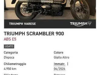 vendo triumph scrambler 900 (2023 - 25) usata a gallarate (codice 9848096) - moto.it