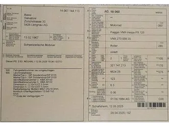 vespa 125 px mit mfk canton argovie -