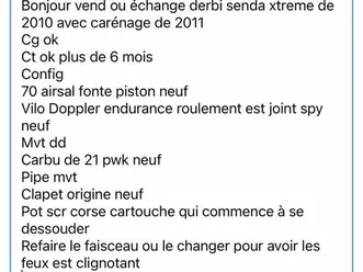 bonjour vend ou échange derbi