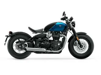 triumph bonneville bobber blauw