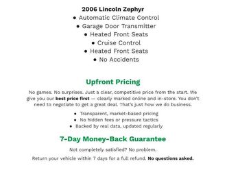 used 2006 lincoln zephyr 4dr sdn