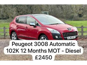 peugeot 3008 exclusive hdi semi-automatic – 2010 (60 plate) 101k service history 12 months mot