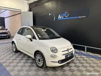 fiat 500 1.3 mjt 95ch lounge (cuir bordeaux + écran digital + toit vitré)