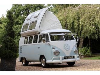 1967 vw split screen camper van. factory right hand drive. walk through. dormobile pop top roof.