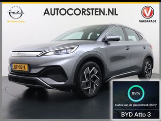 byd atto 3 62kwh design soh 98% pano-dak leer+elektr.verst. warmtepomp adaptieve cruise 360°camera apple carplay android auto elektr.achterklep design verkeersb