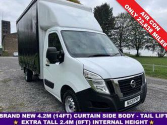 2021 nissan nv400 2.3 dci 3.5t lwb curtainside tail lift l3 euro 6, low miles, a/c, 150ps curtai...