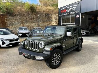 jeep wrangler unlimited 2.0 t 380 cv 4xe overland command-trac green military 2022 premiere main / toit ouvrant sunrider / cockpit / navigation / carplay / rada