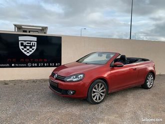 volkswagen golf cabriolet 2.0 tdi bluemotion 140 cv dsg6 carat - feux bi xénon, sellerie cuir, sièges avant chauffants, bluetooth, saute vent..