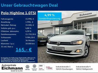 volkswagen polo highline 1.0 tsi+navi+klima+shz+pdc+bluetoo