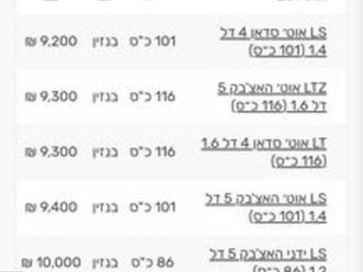 lt אוט׳ האצ'בק 5 דל 1.6 (116 כ״ס)