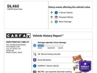 ◊price reduced for sale: 2009 pontiac vibe gt – 1 owner – 94k miles