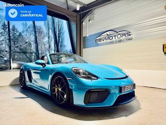 porsche 718 boxster promo de noël spyder 4.0 420 cv bleu miami 1ere main suivi porsche
