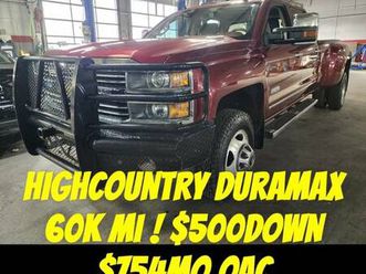 low miles! 2015 chevrolet silverado 3500hd 4x4 $500down $754mo oac