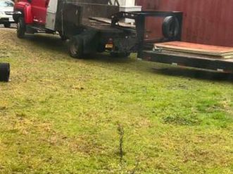 2005 gmc 4500 four-wheel-drive diesel dump truck and two trailers