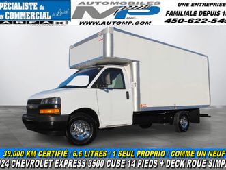 2024chevrolet express 3500 cube 14 pieds + deck 6.6 l / 39.000 k