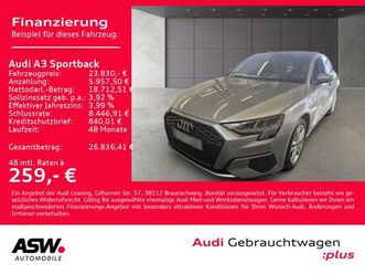 audi a3 sportback 40tfsi e stron led navi pdc gra shz