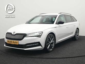 skoda superb combi 1.4 tsi iv sportline dealer o.h phev | adaptive cruise | alcantara sportstoelen memory & verwarmd | apple carplay | sfeerverlichting | keyles
