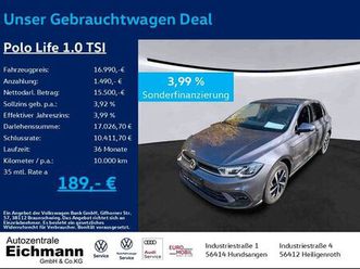 volkswagen polo life 1.0 tsi+led+ahk+acc+iq-drive+clima+shz