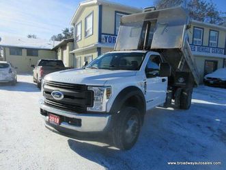 used 2019 ford f-550 work ready xl-model 3 passenger 6.7l - power stroke diesel.. 4x4.. regular-cab.. hydraulic-dump-box.. trailer brake..