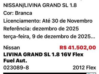 nissan livina grand sl 1.8 16v flex fuel aut. 2012