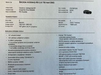 škoda kodiaq rs 2.0 tsi 4x4 dsg novo, 2025 god.