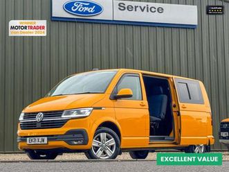 2021 volkswagen transporter auto 150bhp crew cab lwb l2h1 t32 highline air con cam nav euro 6 cre...