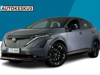 nissan ariya 87kwh nismo e-4orce 22kw charger - kattava varustelu / mukautuva vakionop.säädin / lämpöpumppu / led valot / digimittaristo / ôlypuhelimen peilaust