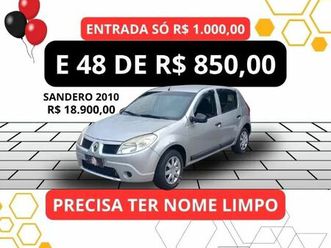 entrada 12900 e 36 de 370 ou 1.000 e 48 de 850, renault sandero 2010 / uno palio celta ka