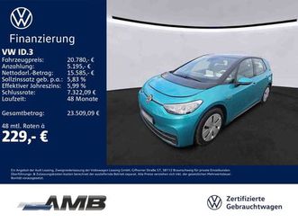 volkswagen id.3 pure ahk/led/acc/navi/sitzhzg/lederlenkrad