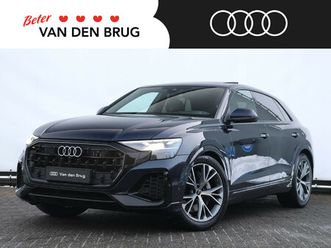 audi q8 55 tfsi e quattro pro line s | hud | trekhaak | pano | 360° camera | stuurverwarming | luchtvering | dodehoekdetectie | stoelverwarming v+a |