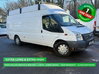 2013 ford transit 2.2l diesel white xlwb jumbo van - 97k - 2 owners - new mot