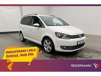 volkswagen touran tdi 105hk 7-sits d-värm pano kamera drag