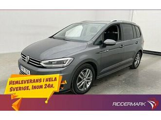 volkswagen touran r-line 7-sits drag värmare kamera carplay