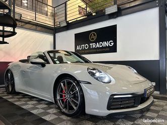 porsche 911 carrera cabriolet 992 s cabriolet 3.0i 450 pdk, gris craie, pack chrono, echappement sport, volant chauffant, camera 360 a