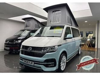 2024 24 reg vw t6.1 110ps highline, swb, barn doors – candy white & stone blue – brand new campervan conversion