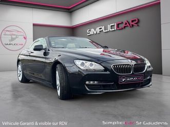 bmw serie 6 cab f12 640d 313ch xdrive exclusive a cabriolet caméra 360 cuir blanc