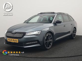 skoda superb combi 1.4 tsi iv sportline business plug in hybrid 218pk dealer o.h. phev | trekhaak af fabriek | panodak | adaptive cruise | 360 camera | alcantar