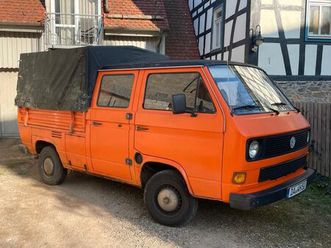 volkswagen vw t3 doka lkw mit ladekran & neuem motor