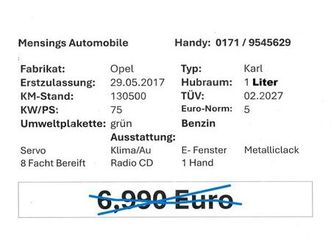 verkauf opel karl grün 5990 euro