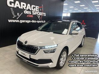 skoda kamiq 1.0 tsi 116 ch dsg7 ambition + crochet d'attelage + toit vitré panoramique + pare-brise av chauffant + sièges av chauffants