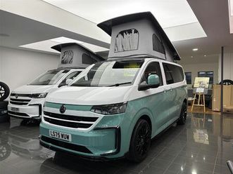 vw t7 150ps 8sp auto commerce swb barn doors – two tone clear white/aquamarine – brand new campervan conversion – mobibed
