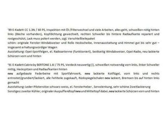 4x opel e-kadett + teile: nur 2/3-türer (caravan cabrio cc)