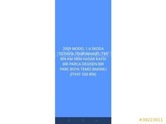 sahibinden skoda octavia 1.6 tour 2009 model kayseri 195.000 km beyaz - 38223011 | arabam.com